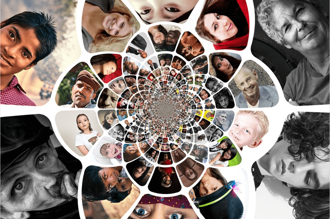 a kaleidoscope view of a diverse set of people